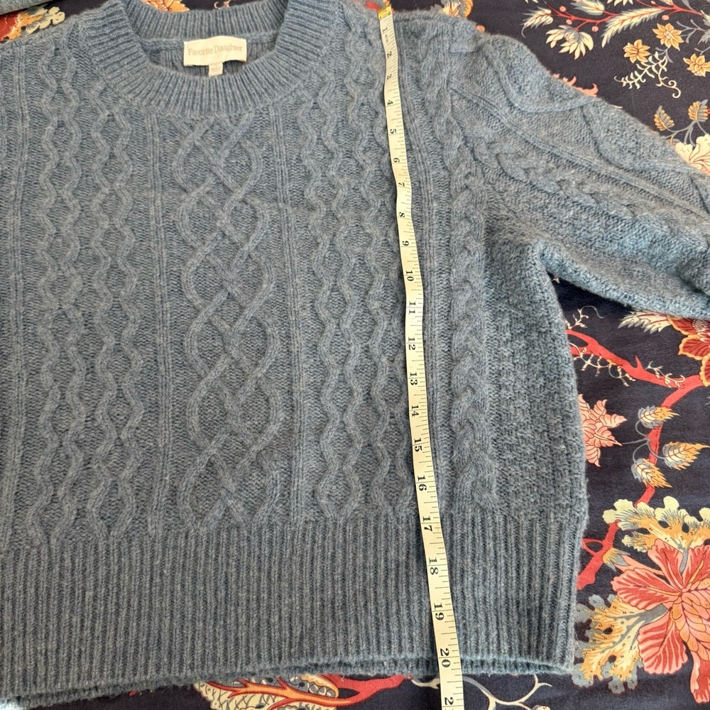 Favorite Daughter Wool and Cashmere Blend Cable Knit Sweater Light Blue size S - Picture 10 of 12